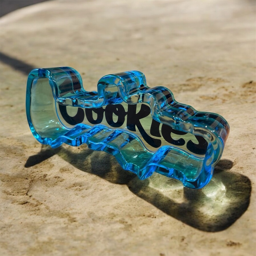 420 Cookies Blue Black Glass Ashtray